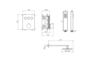 Душевой набор встраиваемый Excellent Krotos черный матовый - 3