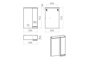 Зеркало-шкаф Misty Крафт 50 правое белое - светлое дерево - 3