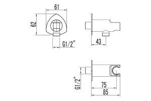 Подключение для душевого шланга с креплением для лейки Lemark LM3585C для LM3519C, хром - 2