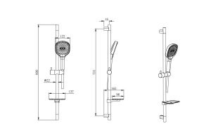Душевой гарнитур AQUATEK AQ2021CR, 3jet, 73см - 2