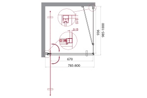 Душевой уголок BelBagno Marmi 100х80 профиль хром стекло прозрачное - 3
