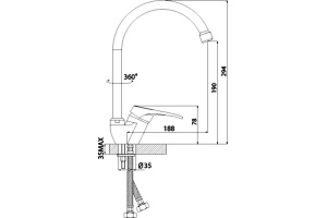 Смеситель для кухонной мойки Rossinka  хром (B35-23) - 2