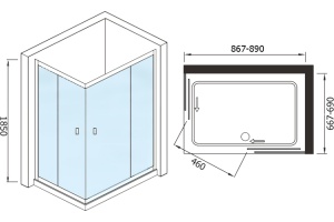 Душевой уголок Weltwasser WW200 200QS22- 90х70 хром (10000001228) - 2