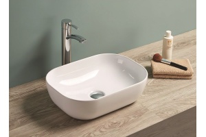 Раковина керамическая накладная AM-78105, цвет белый, 455х325х135