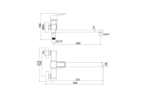 Смеситель для ванны с длинным изливом - 3