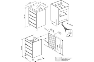 Тумба для комплекта Бриклаер Чили 55 светлая лиственница С - 3