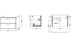 Тумба с раковиной Jacob Delafon Ola 80 темный дуб - 3