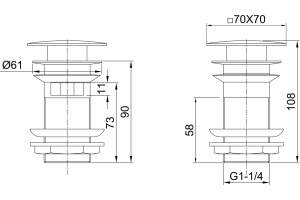Донный клапан для раковины Allen Brau Infinity Square 5.21026-00 с переливом, хром - 2