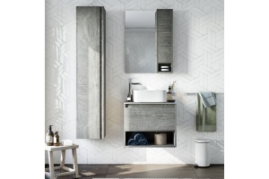 Мебель для ванной STWORKI Карлстад 60 дуб рошелье, монте тиберио, с отверстием под смеситель в столешнице