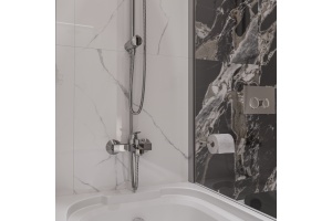 Смеситель для ванны с душем DIWO Смоленск SM-03cr хром, однорычажный, настенный, глянцевый - 2