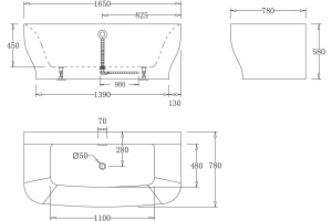 Акриловая ванна BelBagno BB74-1650 - 3