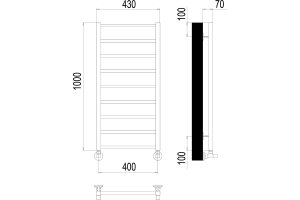 Водяной полотенцесушитель Terminus Контур П9 400х1000 Хром - 3