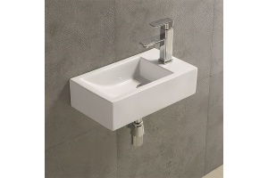 Раковина керамическая, чаша слева AM-4849-L, цвет белый, 450х250х120