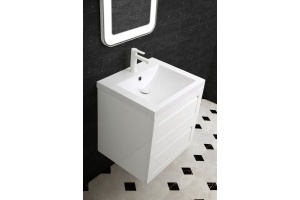 PLATINO База под раковину подвесная с двумя выкатными ящиками, Белый глянец AM-Platino-580-2C-SO-BL - 2