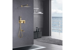 Душевая система ABBER Daheim скрытого монтажа с изливом, золото матовое (AF8217G) - 2