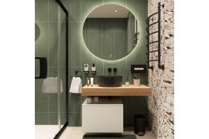 Мебель для ванной STWORKI Ольборг 100 столешница дуб французский, без отверстий, с тумбой 60, с раковиной BOCCHI Vessel черной