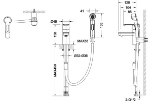 Смеситель Bravat Stream-D F137163C-1 для раковины с гигиеническим душем - 2