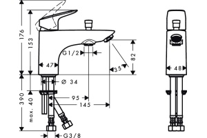 Смеситель Hansgrohe Logis 71312000 на борт ванны - 2