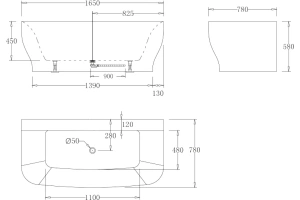 Акриловая ванна BELBAGNO 165х78 черный (BB74-NERO-W0) - 3