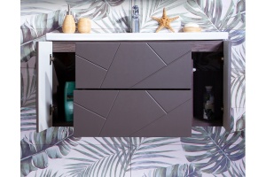 Тумба с раковиной Бриклаер Кристалл 100 софт графит - 3