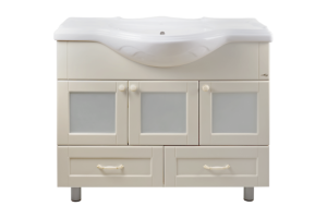 Тумба с раковиной Misty Латте 105 бежевая глянцевая