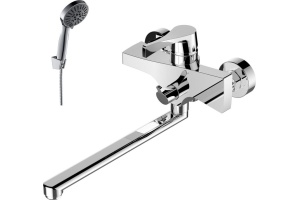 Смеситель одноручный (35мм)  универсальный с поворотным изливом 350мм, дивертор с кер. пласт., хром RS34-32