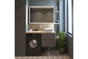 Тумба с раковиной STWORKI Берген 60 серая со светлой столешницей 122, раковина Bocchi Vessel 1173-061-0125 - 2