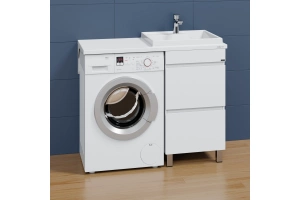 Тумба с раковиной над стиральной машиной напольная Санта Марс 48 белый