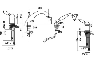 Смеситель для ванны Cezares Elite хром (ELITE-BVDM-01-Bi) - 2