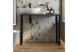 Консоль DIWO Элиста 100 чёрный мрамор, с раковиной Moduo 55 Leaf