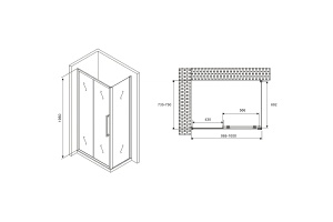 Душевой уголок Abber Schwarzer Diamant 100х75 хром стекло прозрачное - 2