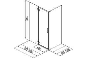 AE32-S-100x100U-CT Aquanet Logic  C1000, ограждение 1000х1000мм, хром, прозр.6мм (243625) - 3