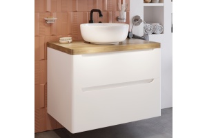 Тумба с раковиной STWORKI Берген 80 белая со светлой столешницей, Moduo 40 RING - 2