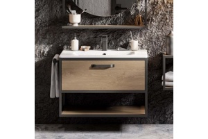 Комплект мебели Aquaton Лофт Фабрик 65 с раковиной Фабиа 65 темное дерево  - 3