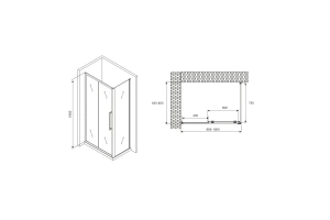 Душевой уголок Abber Schwarzer Diamant 100х85 черный стекло прозрачное - 2