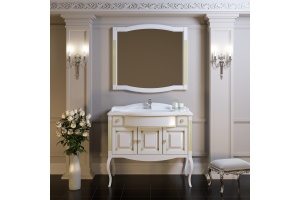 Тумба с раковиной Opadiris Лаура 100 белая с патиной, с раковиной из литьевого мрамора - 3