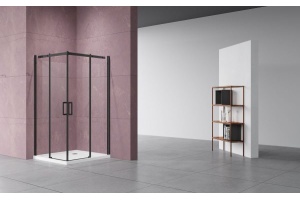 Душевой уголок Vincea Dice 100х100 профиль черный стекло прозрачное - 2