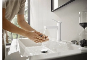 Смеситель для раковины Hansgrohe Finoris 110 с донным клапаном белый матовый - 2