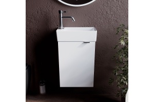 Тумба под раковину подвесная левая Sancos Mini 37 белая глянцевая - 2