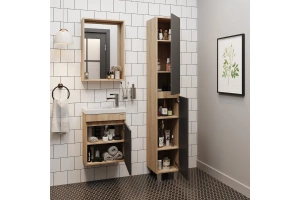 Шкаф-пенал Onika Милтон 30 напольный светлое дерево с серым - 2