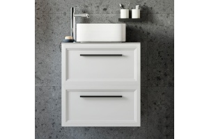 Тумба с раковиной STWORKI Эстерсунд 60 белая матовая, монте тиберио с отверстием под смеситель в столешнице