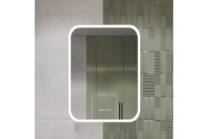 Зеркало-шкаф STWORKI Алта 60 см, с LED подсветкой и часами, смарт, прямоугольное, сенсорное управление