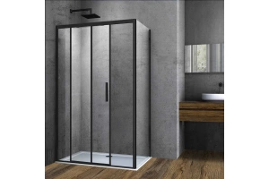 Боковая стенка Vincea Soft 90х195 черная стекло прозрачное - 2