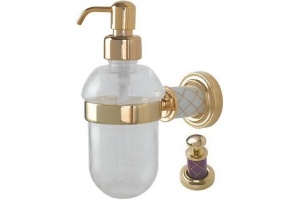Дозатор для жидкого мыла настенный Boheme Murano золото с фиолетовым