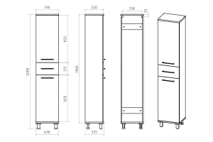 Терра - 40 Пенал серый с 1 ящ. правый - 2