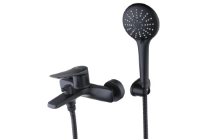 Смеситель Lemark Bronx LM3714BL для ванны с коротким изливом, дивертор с кер. пласт., с аксессуарами