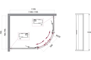 Душевой уголок BelBagno Uno-195 RH 2 120/80 C Cr - 2