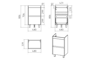 Тумба под раковину Misty Алиса 50 напольная, белая - 3