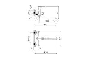 Смеситель для ванны с длинным изливом, Bild, IDDIS, BILSB00i10WA - 3