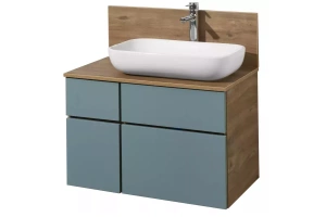 Тумба с раковиной Лола 60 и столешницей Aquaton Мишель 80 голубой-светлое дерево